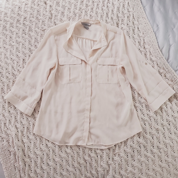 H&M Cream Semi Sheer Blouse - Picture 2 of 16